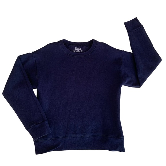 Hanes Soft Sweats Sweatshirt Crewneck Pullover Long Sleeves Blue Girls L 10-12 - Picture 1 of 10